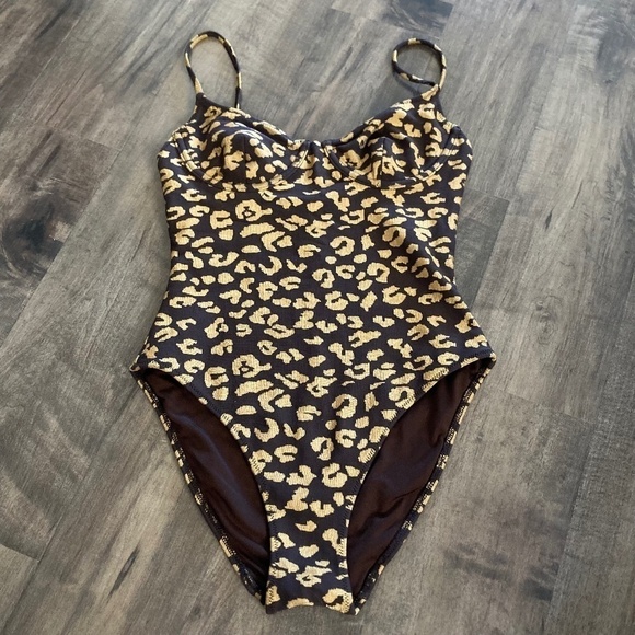 Solid & Striped Anthropologie The Taylor Leopard One Piece Swimsuit Sz XS - Picture 2 of 7